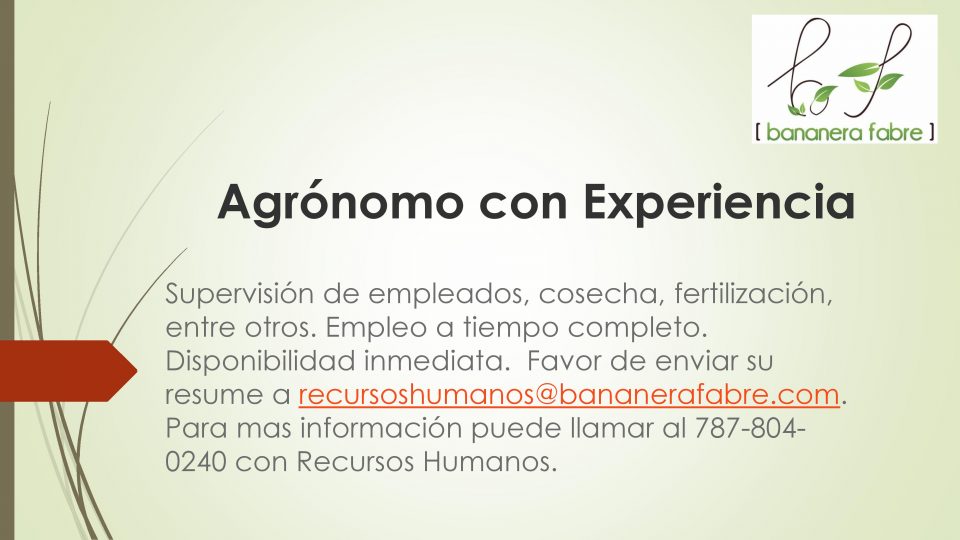 Oferta de empleo_Bananera Fabre